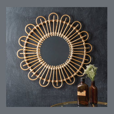 Mamma Mia's Closet Hanging Rattan Wall Mirror Mirrors